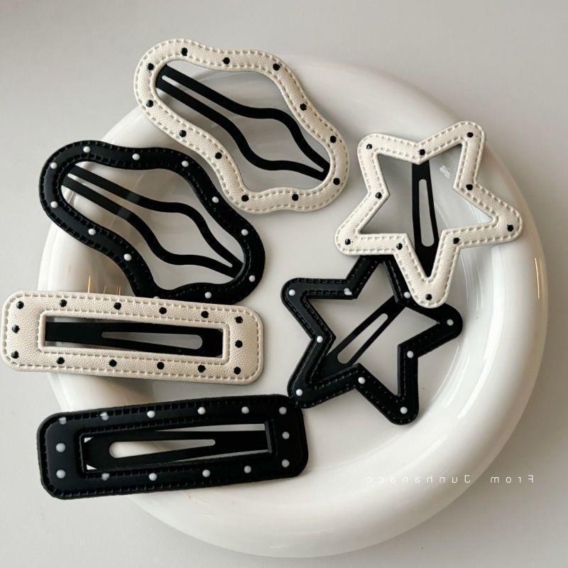 波点皮质五角星发夹云朵BB夹侧边刘海夹边夹发卡发饰头饰新款 - 图3