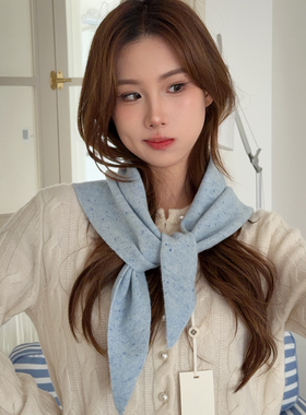 彩色点100%羊毛三角针织围巾女
