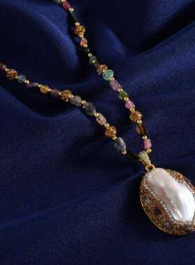 法式小众个性天然巴洛克民族风复古项链女高级感中古重工欧美