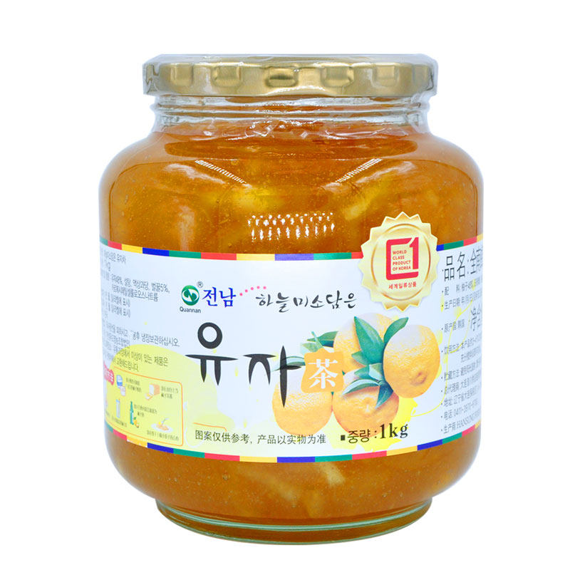 进口全南柚子茶罐装1kg冬日冲饮 优皓食品蜂蜜果味茶