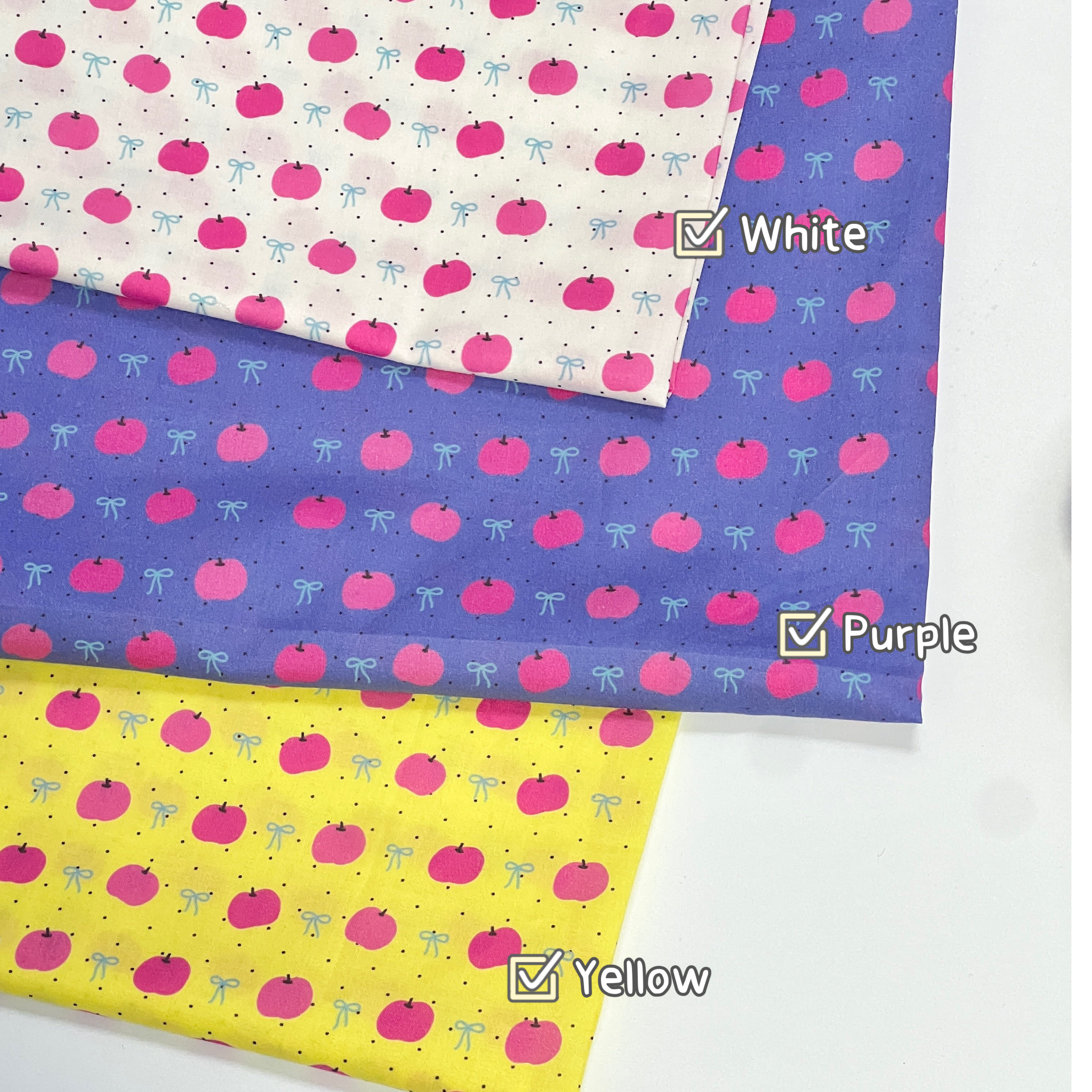 原创插画卡通撞色苹果蝴蝶结波点60支娃衣手工宠物发圈服装面料,淘宝优惠券,粉丝福利购,淘宝优惠卷