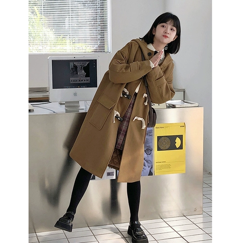 Демисезонное шерстяное пальто, изысканный стиль, коллекция 2023, подходит для подростков, увеличенная толщина