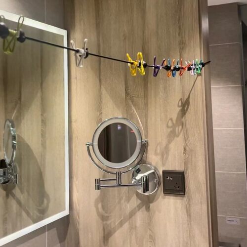 旅行晾衣神器折叠衣架便携旅游晾衣绳带夹子酒店晒衣绳户外晒被绳 - 图0