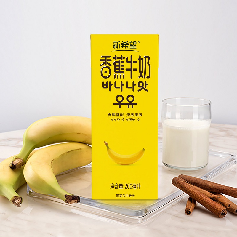 【12月产】新希望香蕉牛奶200ml*12盒/1提儿童学生香醇风味早餐奶
