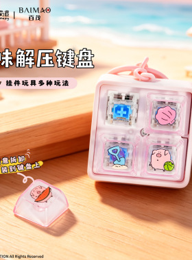 正版小猪菊苣四宫格机械键盘钥匙