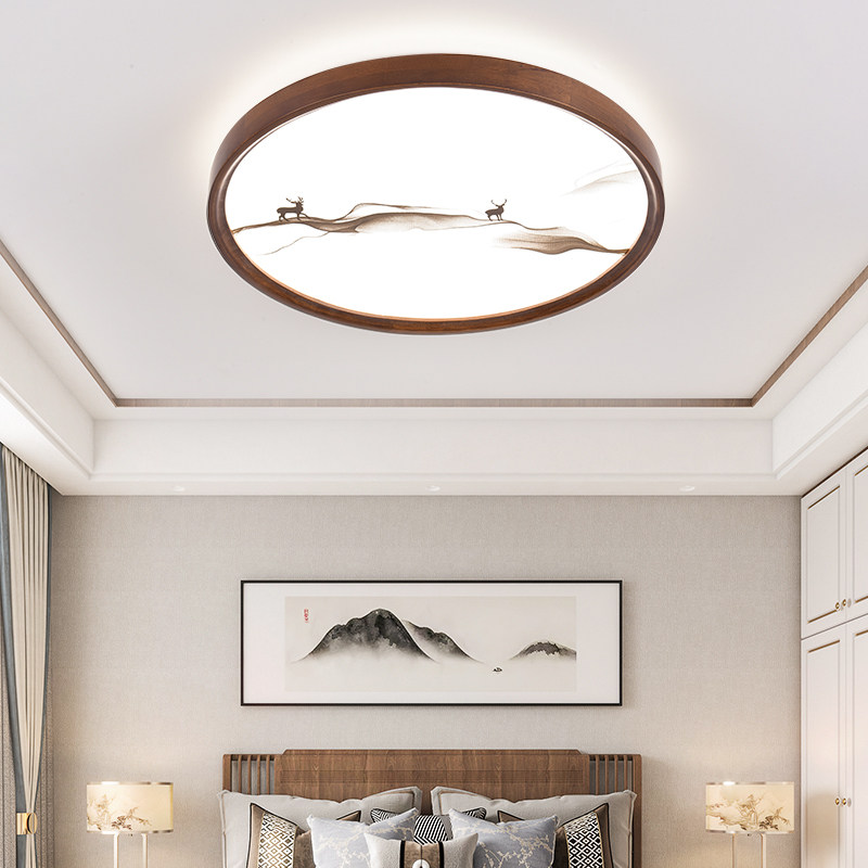 新中式客厅灯实木led吸顶灯长方形大厅灯超薄简约卧室书房灯具,淘宝优惠券,粉丝福利购,淘宝优惠卷