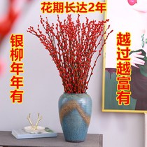 Silver willow genuine flowers fresh branches Living room Dry flowers swing pieces Red Lunar New Year Flowers Water Peplants Indoor dry branches red willow flowers