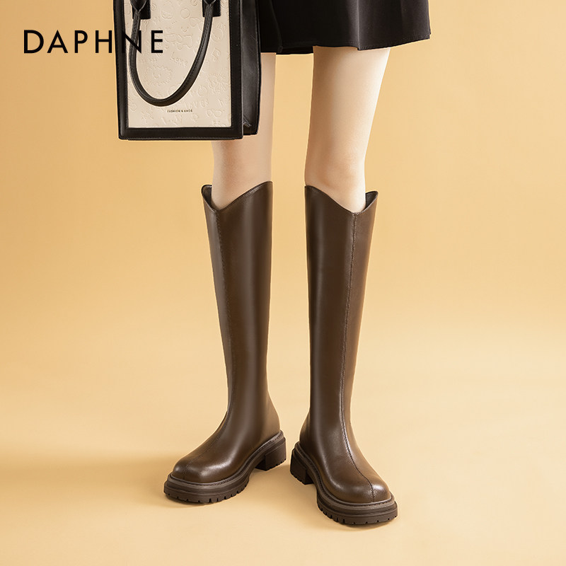 达芙妮v口长筒靴女2025年新款秋季过膝厚底粗腿小个子瘦瘦骑士靴,淘宝优惠券,粉丝福利购,淘宝优惠卷