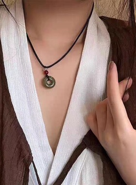 新中式平安扣吊坠编织绳项链女复古中国风国潮气质汉服配饰送闺蜜