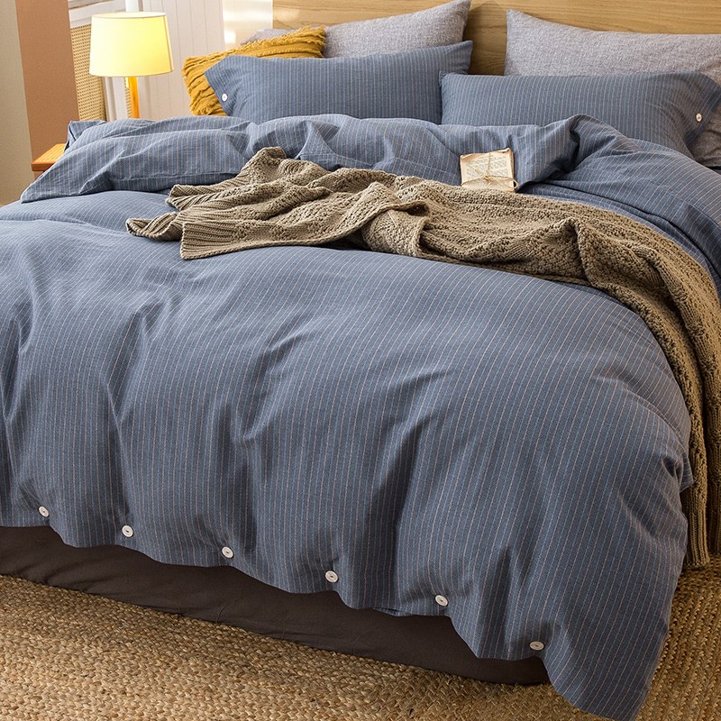 床上四件套磨毛纯棉100全加厚简约亲肤床单被套秋冬季带床罩床品