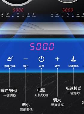 5000W大功率猛火电磁炉双灶头嵌