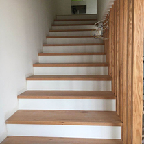 New wood material original armchair solid wood plate square ladder step plate wood hand column red white like R wood table face floating window 