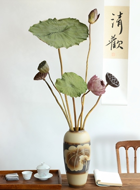 莲蓬荷花荷叶新中式禅意插花