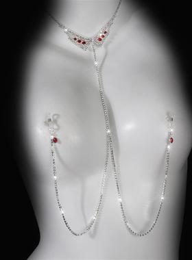 新款流苏满钻吊坠双夹夜店性感可调节另类乳夹乳炼配饰