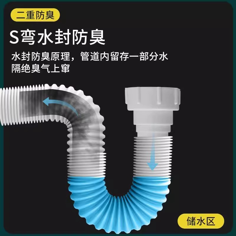 洗脸盆下水管防臭排水管洗手池面盆横排台盆器墙排软管漏水塞配件 - 图2