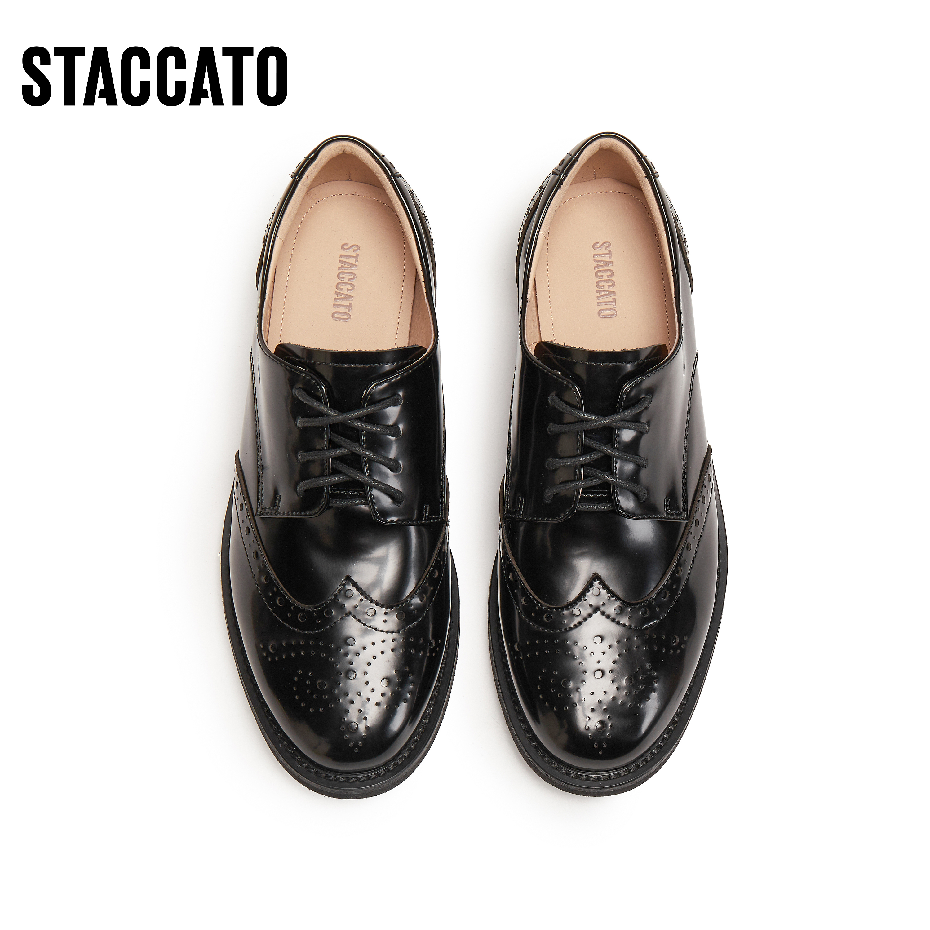 思加图2024冬季英伦风牛津鞋小皮鞋粗跟单鞋女鞋J5312CM4 - 图2