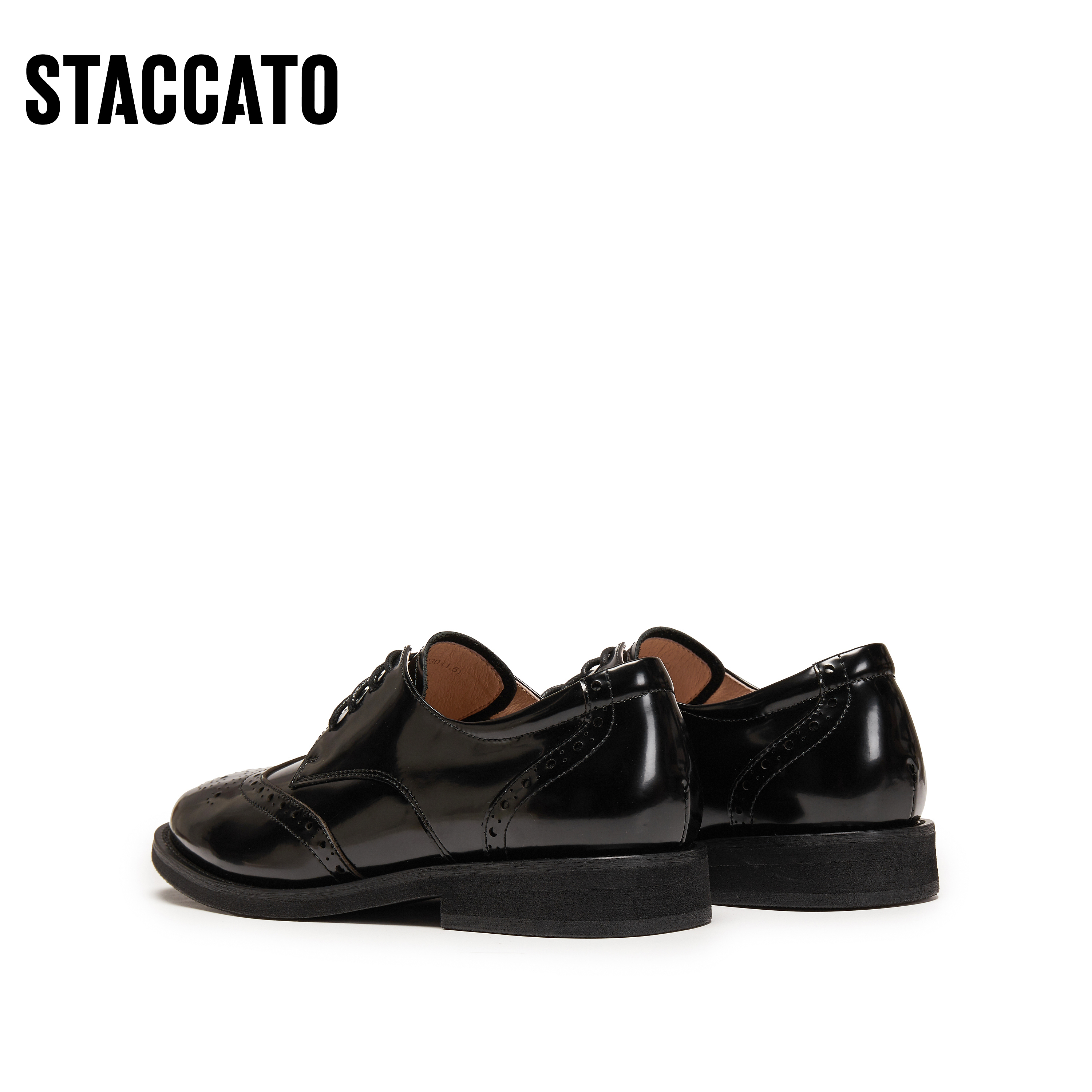 思加图2024冬季英伦风牛津鞋小皮鞋粗跟单鞋女鞋J5312CM4 - 图1