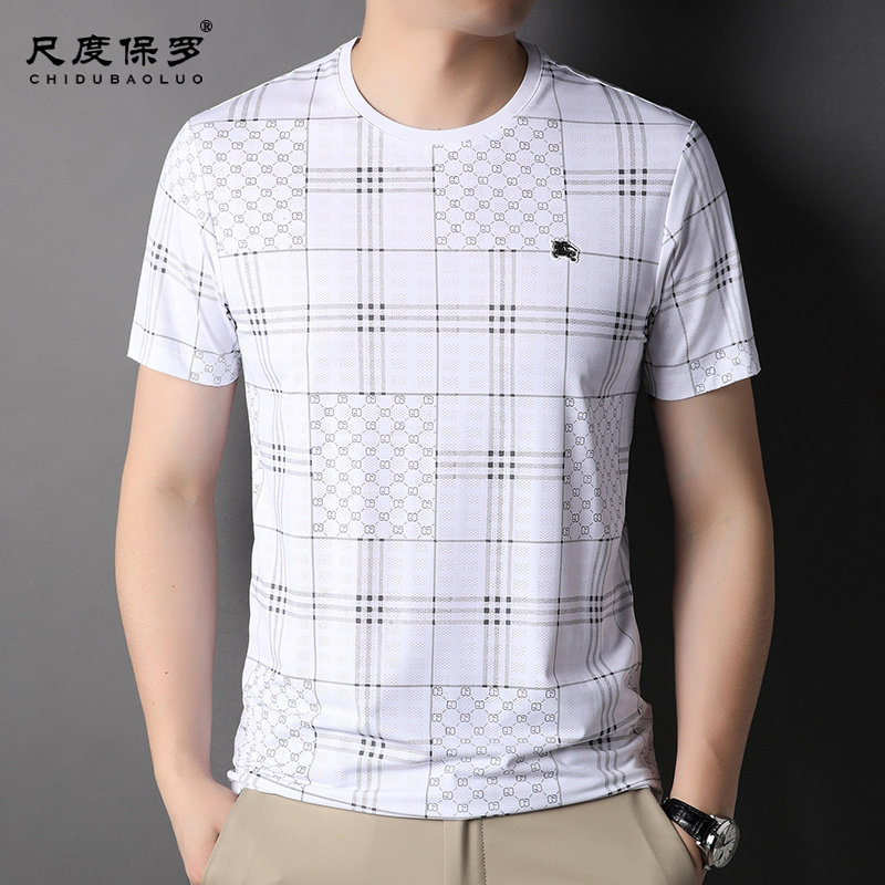 保罗夏季新款冰丝短袖男士圆领汗衫 尺度保罗T恤