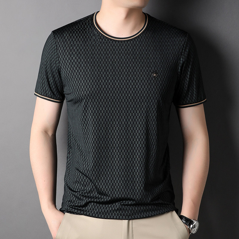 保罗夏季新款冰丝短袖男士圆领汗衫 尺度保罗T恤