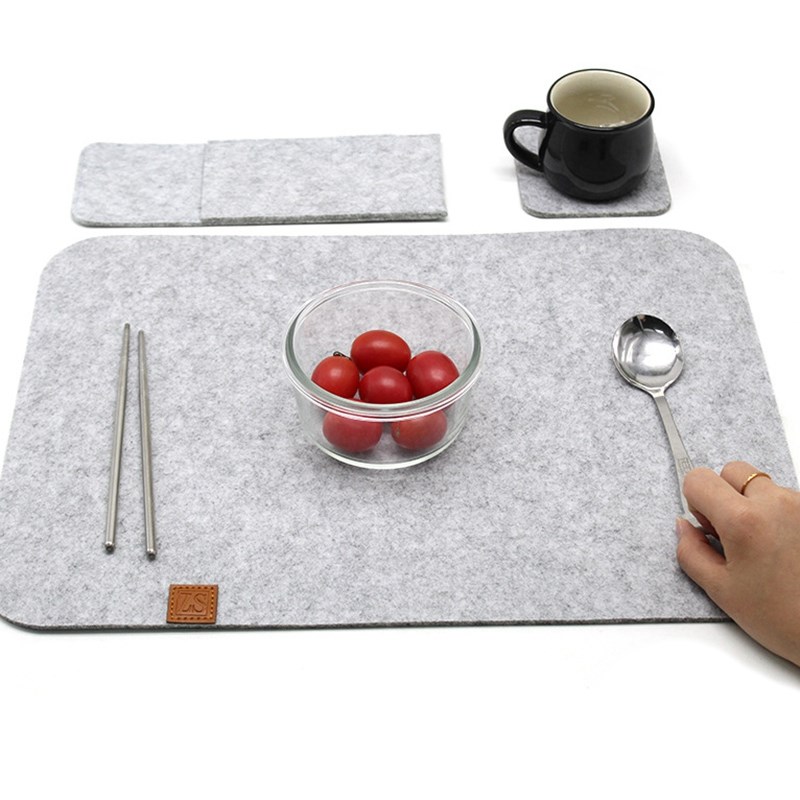 12Pcs Felt Placemat Set Gray-Table Mat Can Be Wiped 45X30 cm - 图1