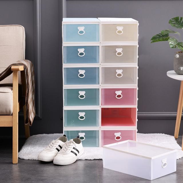 1pc Push-pull Shoes Box Rack Plastic foldable Shoe Organizer-图1