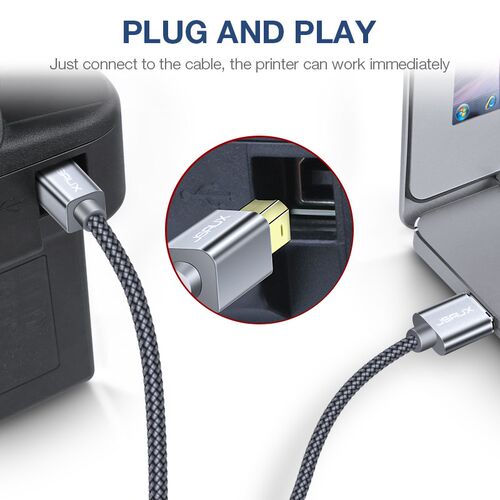 JSAUX Printer Cable USB 2.0 Type A Male to B Male Printer Sc - 图2