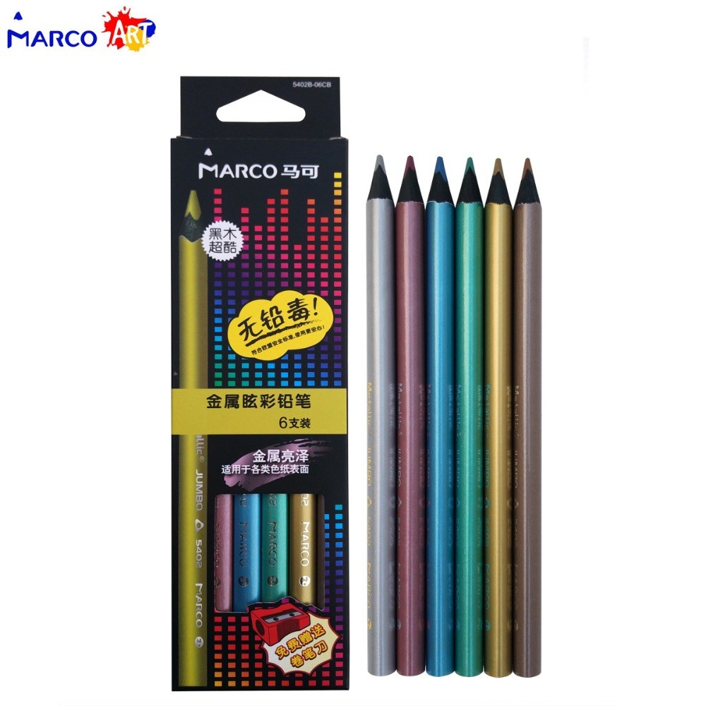 *Marco Raffine 6pcs Black Wood Colored Pencils lapis de colo - 图3