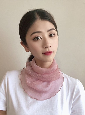 围脖女套头夏天防晒薄款小丝巾假领子变面纱百搭护颈椎脖套围巾罩