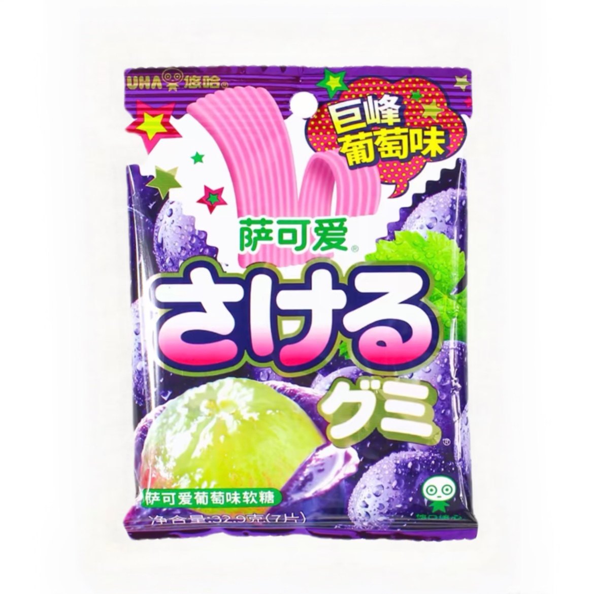 临期特价 日本进口UHA悠哈萨可爱葡萄桃子味软糖32.9g糖果零食,淘宝优惠券,粉丝福利购,淘宝优惠卷