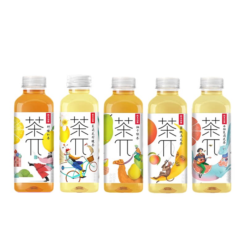农夫山泉茶兀茶派500ml瓶装茶π蜜桃乌龙西柚茉莉柠檬红茶茶饮料