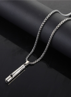 设计口哨项链吊坠hiphop配饰个性欧美蹦迪嘻哈潮男女毛衣链情侣