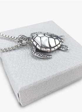 Temu热卖欧美乌龟吊坠项链逼真钛钢海龟项链嘻哈潮人男女配饰