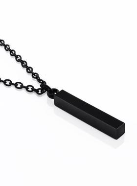 I love you不锈钢许愿柱吊坠项链黑银柱子项链情侣饰品新品配饰