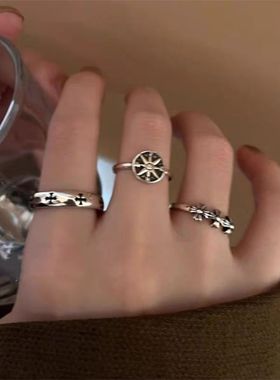 极简涂鸦波浪边戒指ins风小众