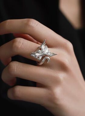 新款原创设计复古飞龙戒指男女