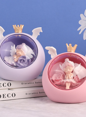 芭蕾女孩贝拉睡梦小灯树脂桌面装饰摆件女孩小夜灯创意生日礼物