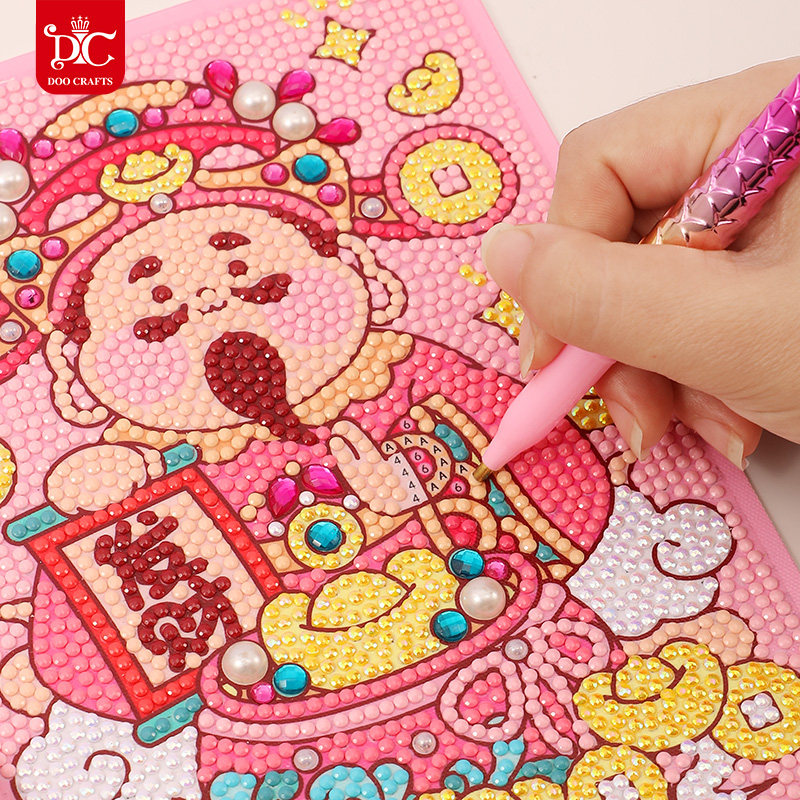 DC蒂彩钻石画2026新款贴钻客厅小件手工diy带框粉色财神爷摆台,淘宝优惠券,粉丝福利购,淘宝优惠卷