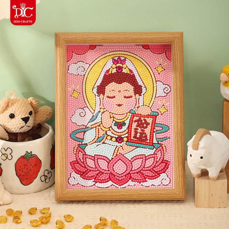 DC蒂彩钻石画2026新款贴钻客厅小件手工diy带框粉色财神爷摆台,淘宝优惠券,粉丝福利购,淘宝优惠卷
