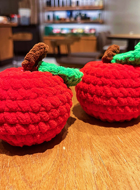 创意纯手工毛绒苹果汽车摆件可爱