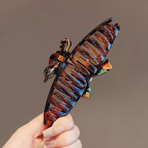 高级感法式油画蝴蝶结抓夹大号发量大气质新款后脑勺盘发鲨鱼夹女 - 图1