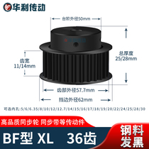 Synchronous wheel XL36 tooth steel black tooth width 11 14 type inner hole 5635810121516 synchronous belt wheel XL iron spot