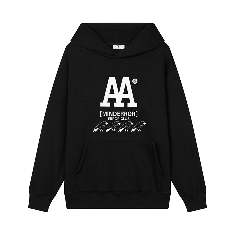 MindError ME AA Hoodie 春季双A印花加绒卫衣男女宽松潮牌连帽衫