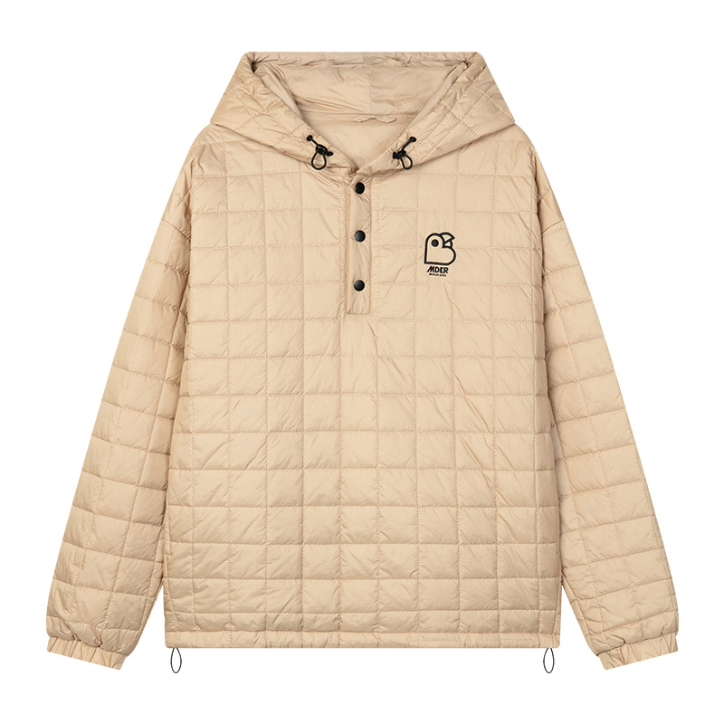 MindError ME Insulate Hoodie小鸟刺绣格纹连帽棉服男女休闲上衣