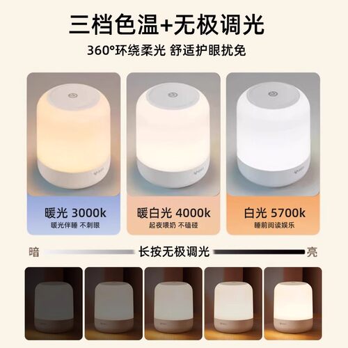公牛小夜灯充电式卧室床头婴儿喂奶起夜月子专用宿舍伴睡遥控台灯 - 图1