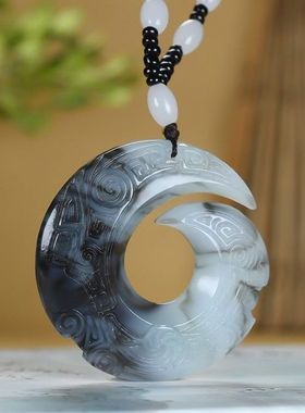 新款烟青色时来运转玉石吊坠挂件好运连连坠子挂件挂配男女款百搭