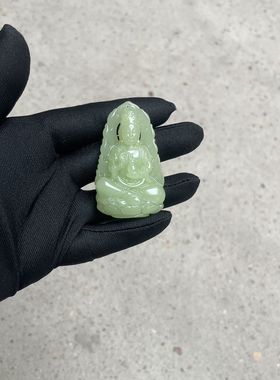 和田色玉色多色玉镂空雕刻观音菩萨平安牌吊坠双面平安工艺品玉石