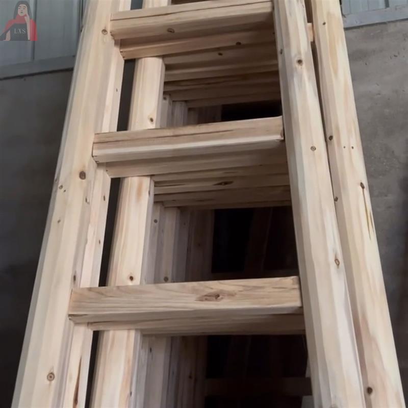 包邮木质阁楼圆料加粗直梯梯子家用实木装修工程爬梯楼梯老式单梯 - 图1