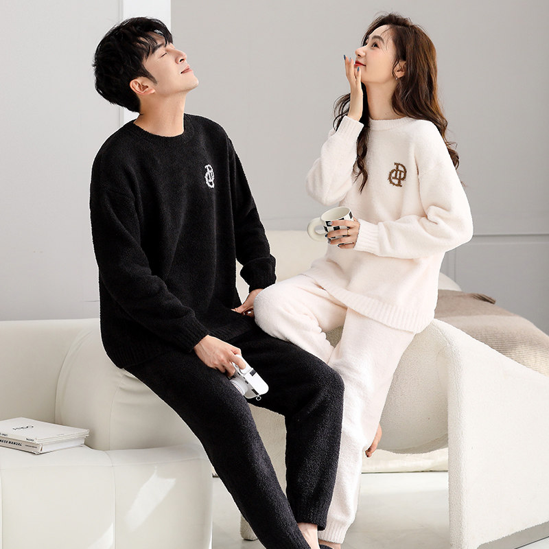 半边绒情侣睡衣秋冬款女士珊瑚绒加绒加厚女款冬季男士大码家居服,淘宝优惠券,粉丝福利购,淘宝优惠卷