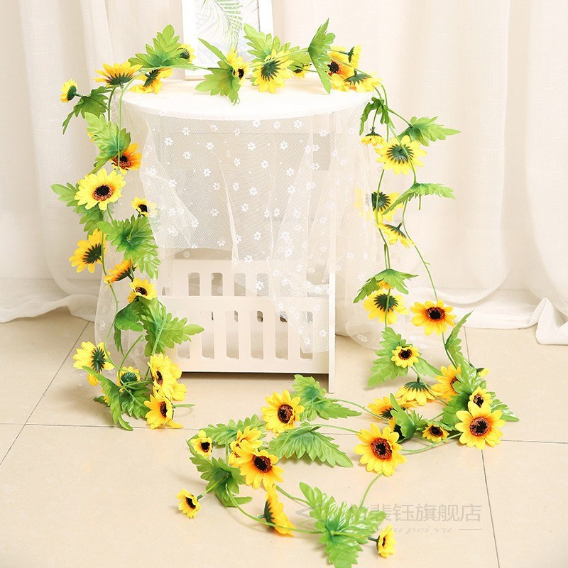 1pcs 240cm Artificial Silk Sunflower Ivy Vine Fake Flowers W-图3