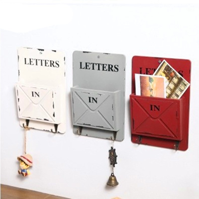 MIRI NEW Wooden Box Wall Storage Hook Vintage Letter Box Han - 图1